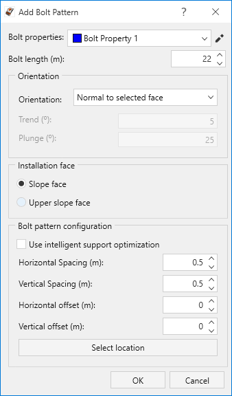 Add Bolt Pattern dialog