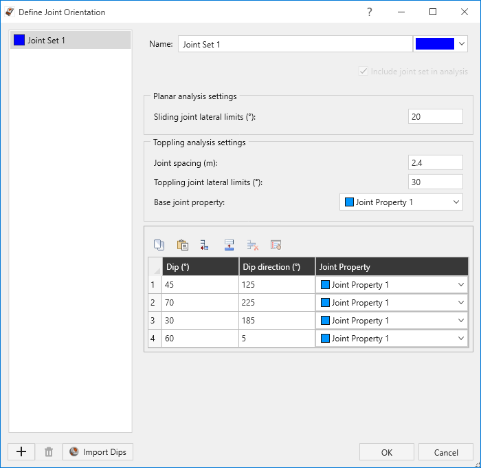 Define Joint Orientation dialog