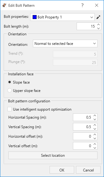 Edit Bolt Pattern dialog