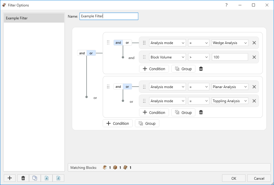 Filter Options dialog