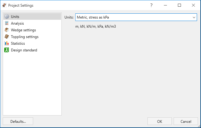 RocSlope2 Project Settings dialog