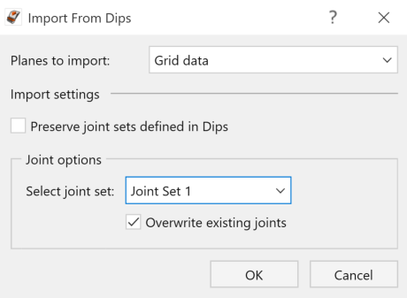 RocSlope2 Import from Dips dialog