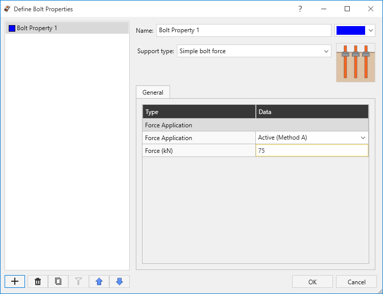 Define Bolt Properties dialog