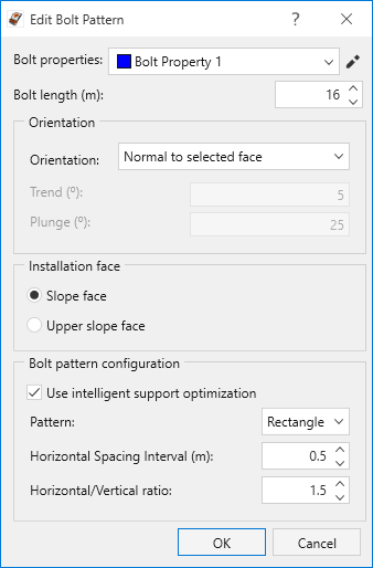 edit bolt pattern dialog