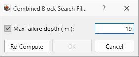 Combined Block Search Filters dialog.