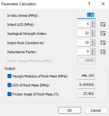 Parameter Calculator dialog