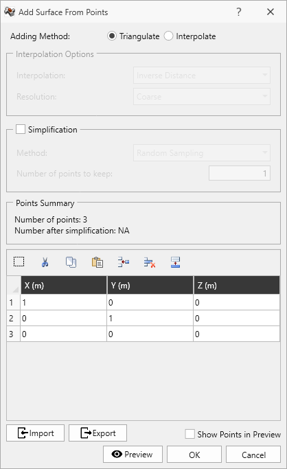 Add surface from points