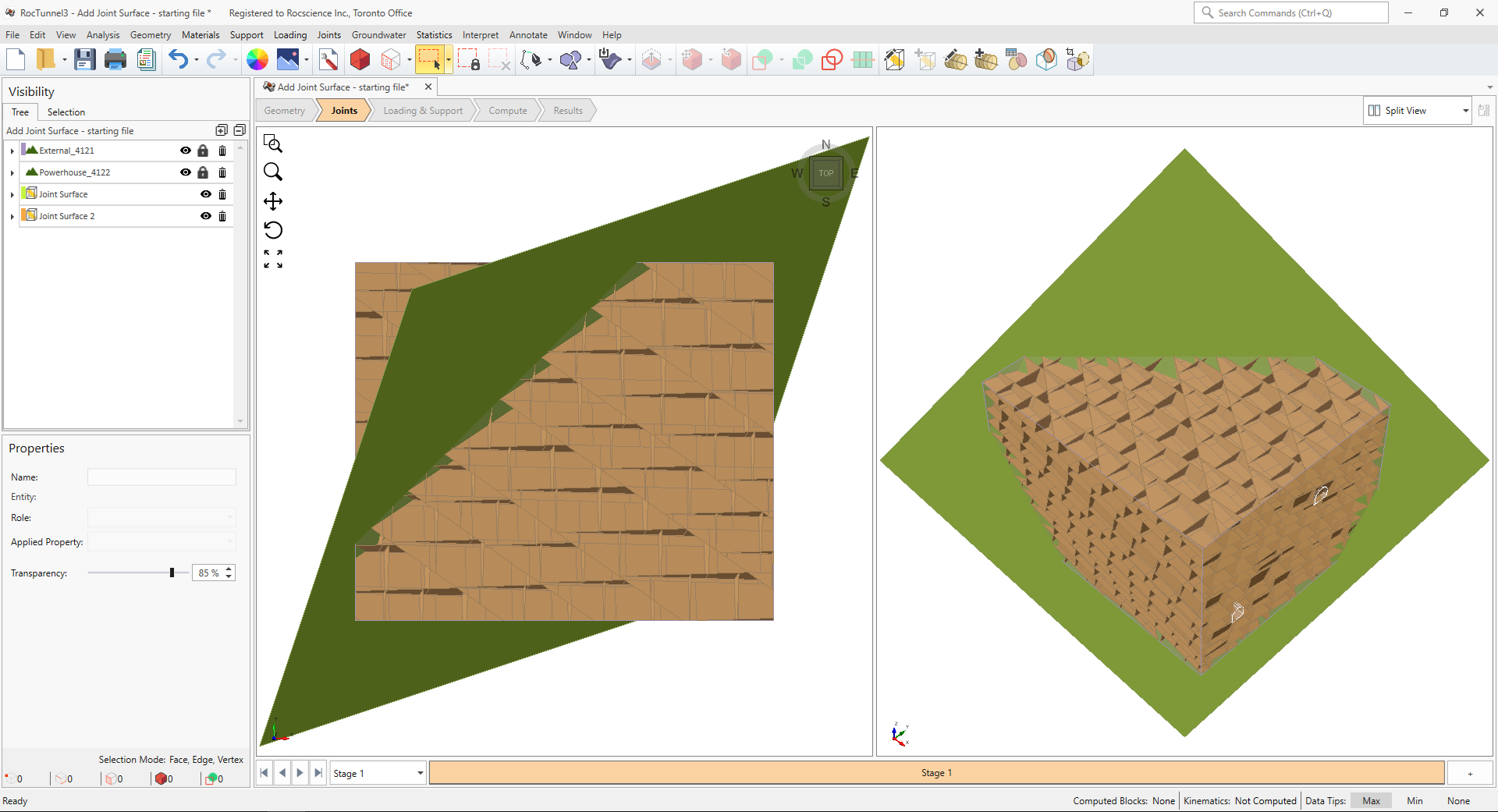3D View of Fault Surface and DFN Surface as Joint Surfaces