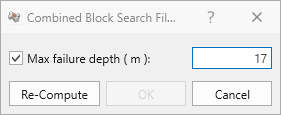 Combined Block Search Filters dialog.