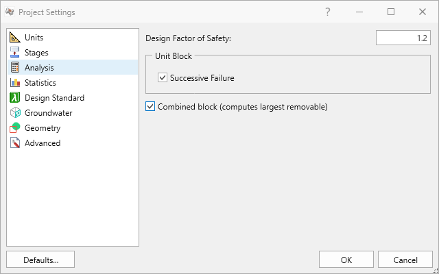 Project settings dialog