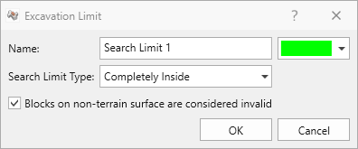Search limit type set to “Completely Inside”.