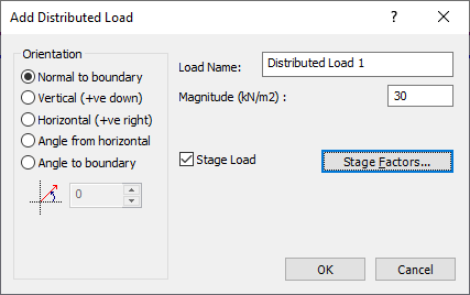 Add distributed load dialog