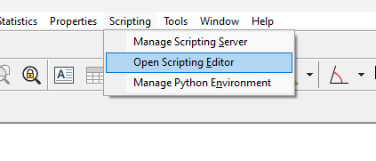 open scripting editor option