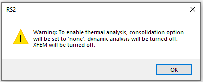 Thermal Analysis Dialog Warning
