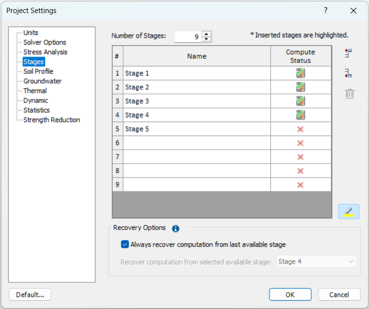 Example Stages page