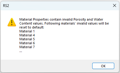 porosity water content warning reset