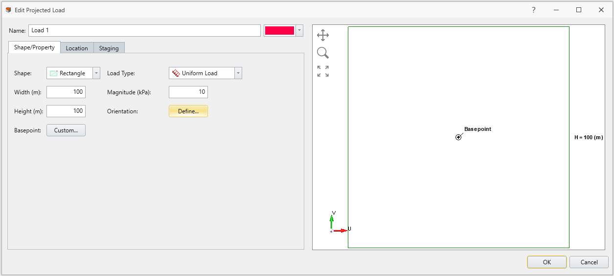 edit rpojected load dialog