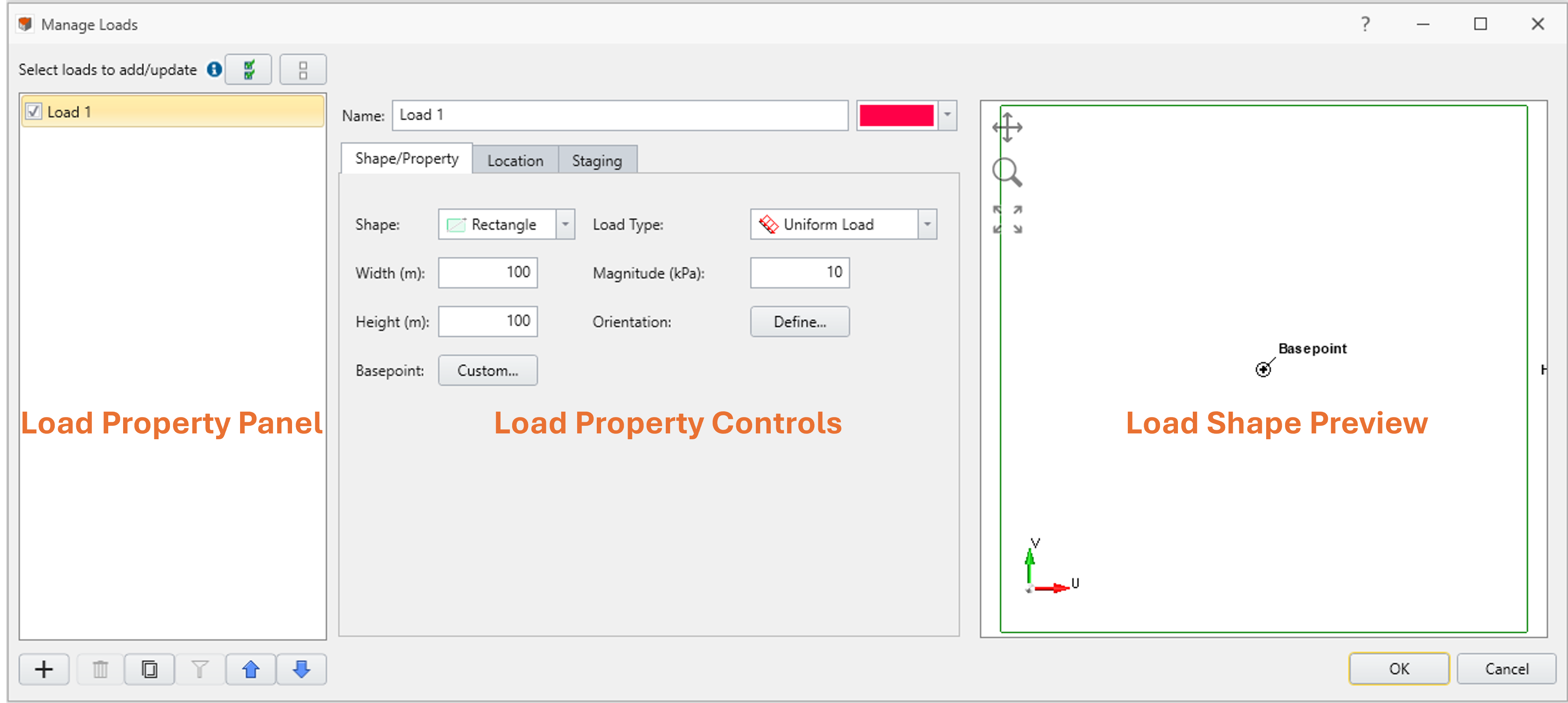 main dialog with labels