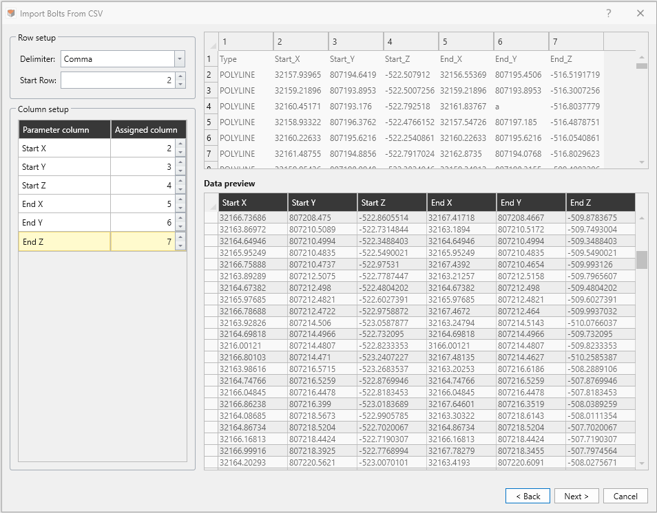 Import bolts from csv dialog2