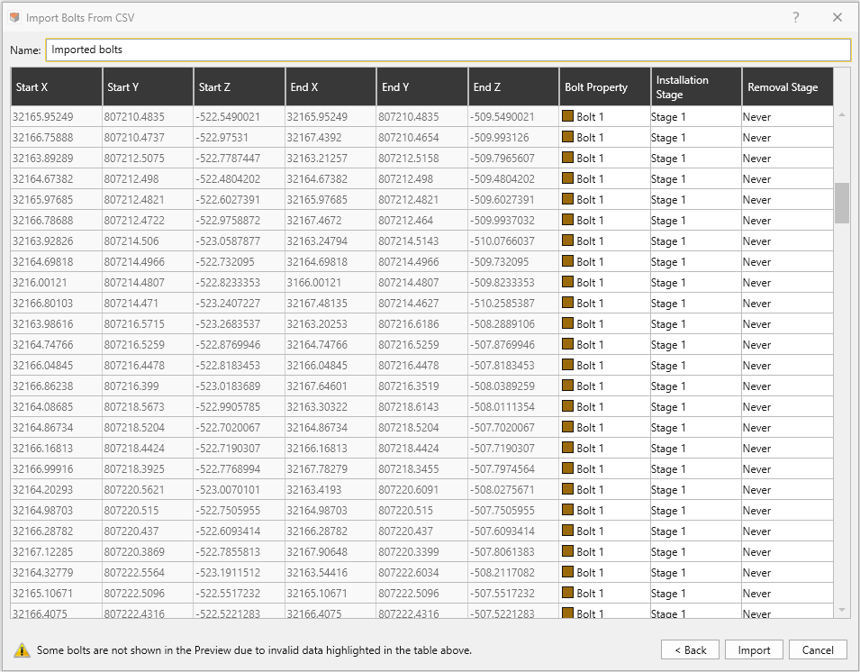 Import bolts from csv dialog3