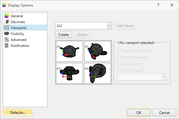 Display Options - Viewports tab