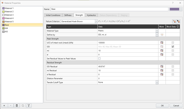 material properties dialog editing base material