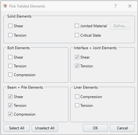 pick yielded elements dialog