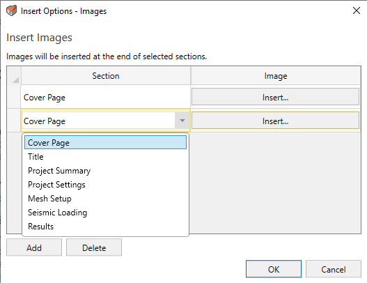 Image insert option dialog box