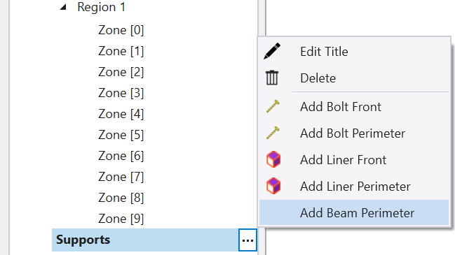 Tunnel Design dialog- Add Beam Perimeter