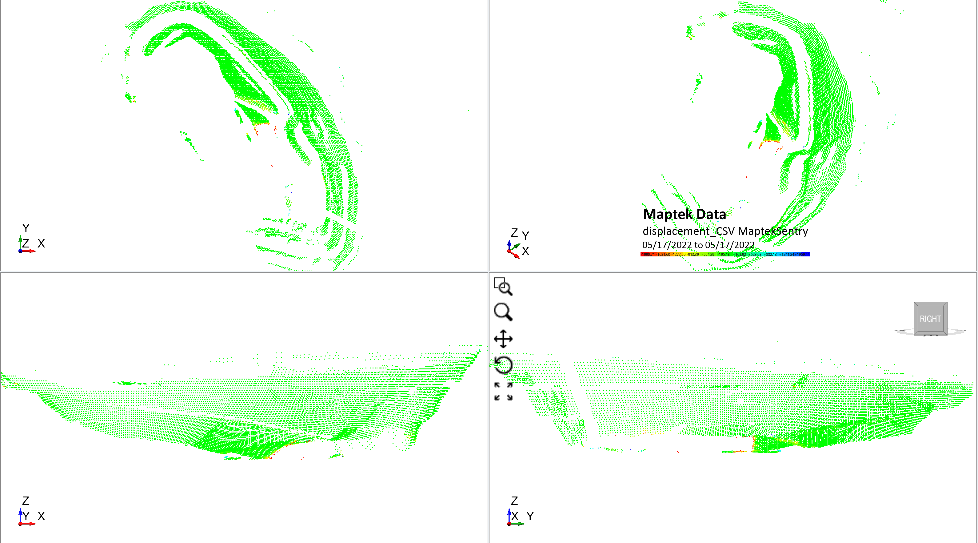 Example of importing Maptek displacement data