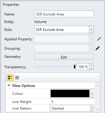 edit SSR exclude area button