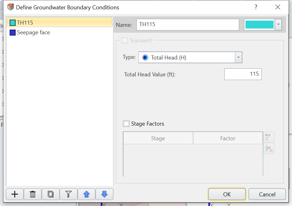 Define Groundwater Boundary Conditions dialog box 
