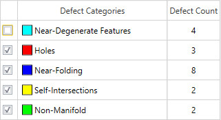 Defect Categories dialog box 
