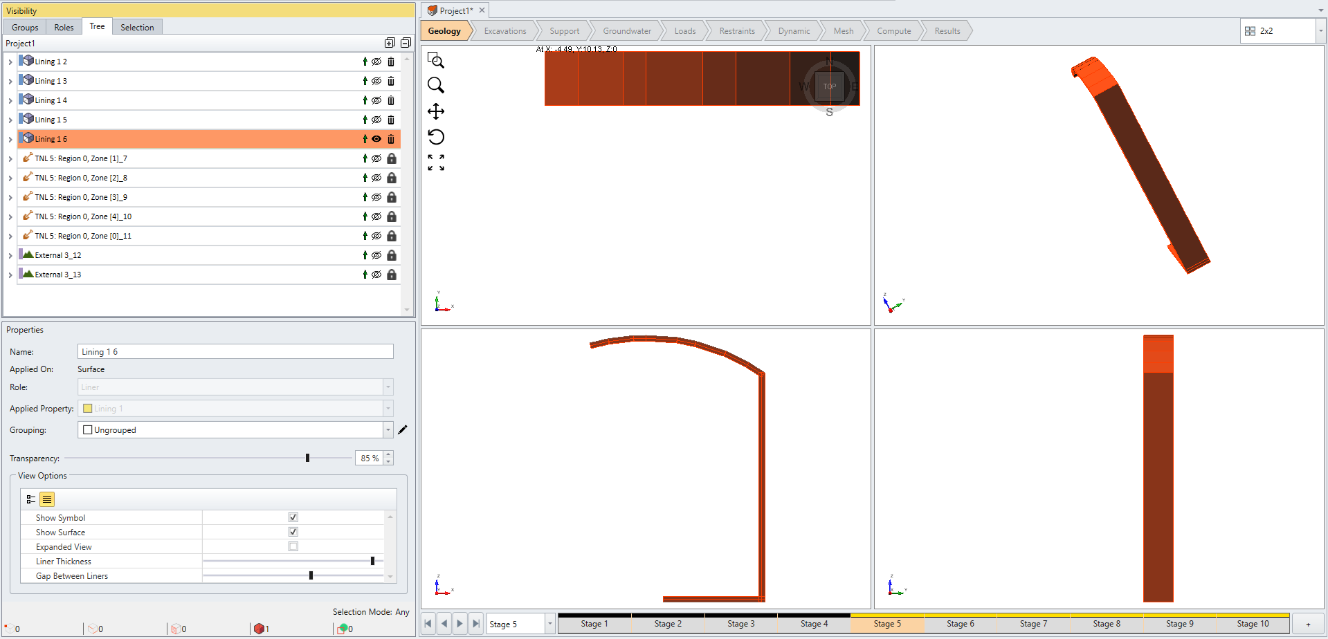 Image 2. Lining Composition in RS3 modeller (a)