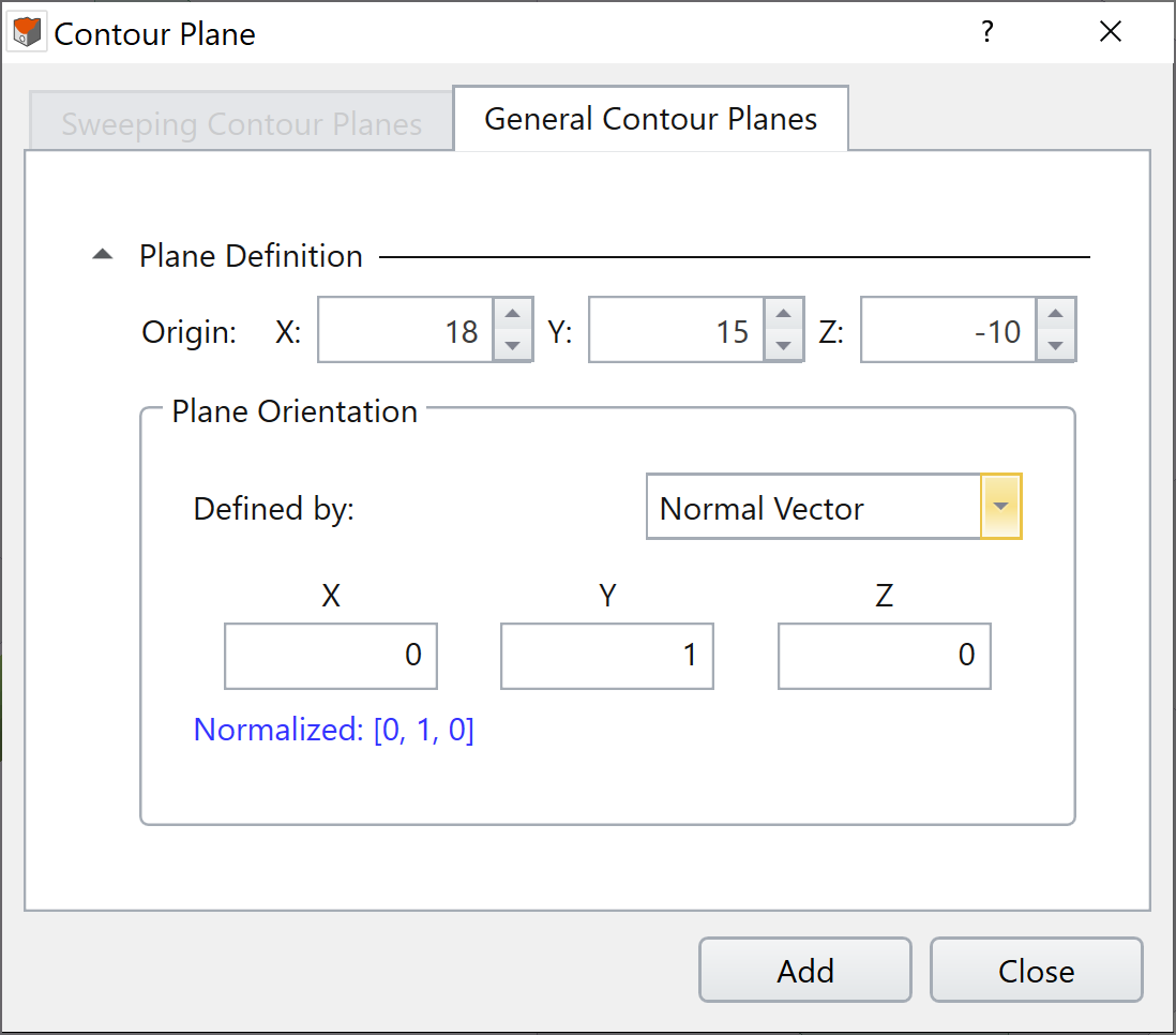 Contour Plane dialog