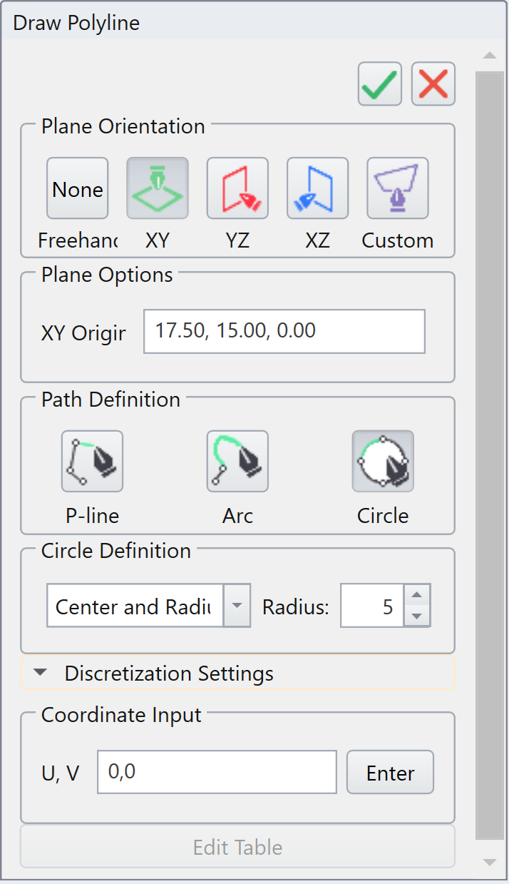 Draw Polyline dialog