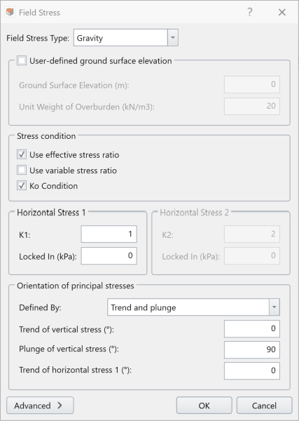 Field Stress Dialog
