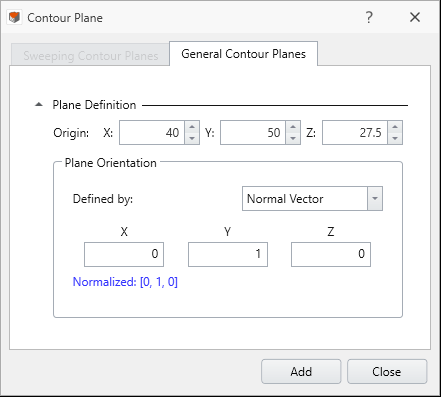 Contour Plane Dialog