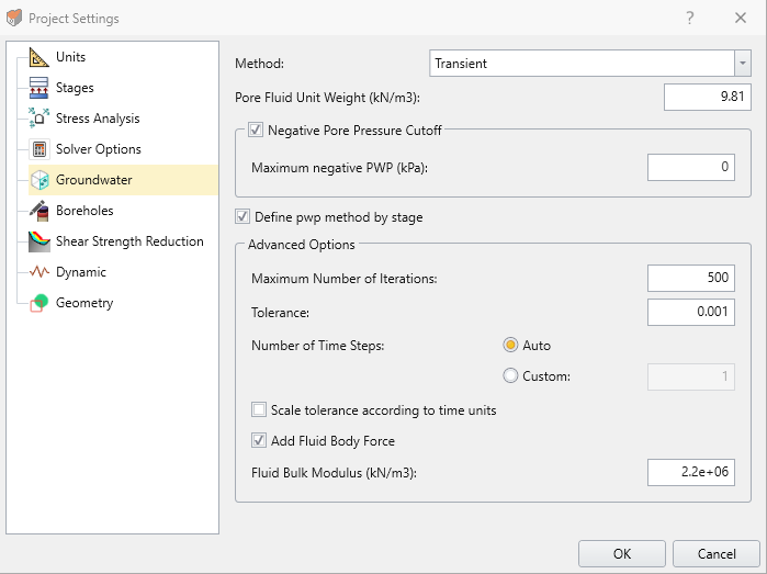 Project Settings dialog