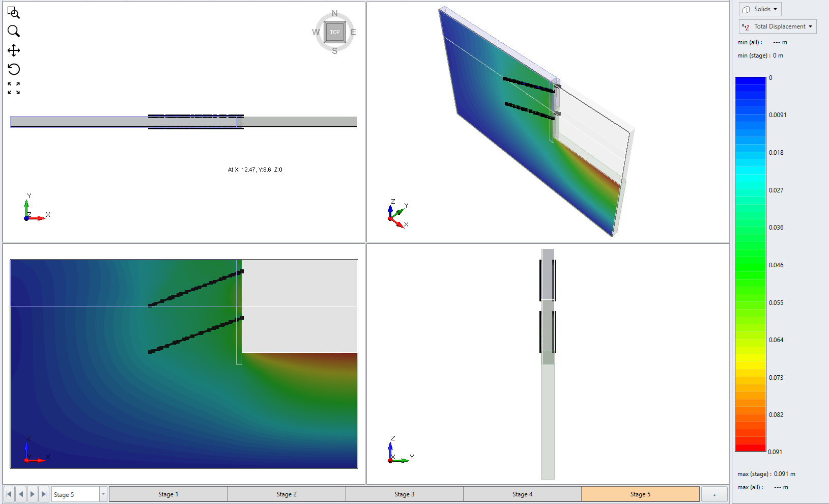 Image of RS2 & RS3 giving a max displacement of 0.091m 