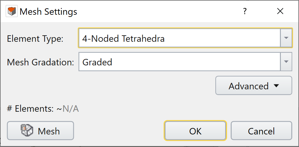 Mesh Settings dialog