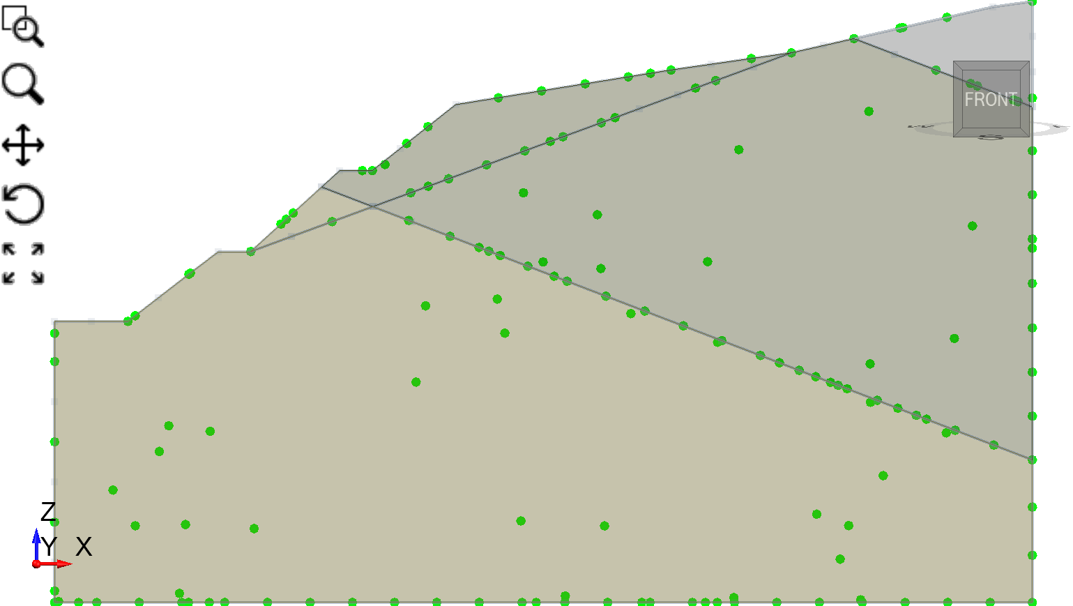 ZX View of Restraints on the model's Front surface