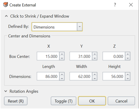 Create External dialog box 