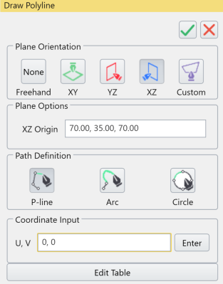 Draw Polyline dialog box 