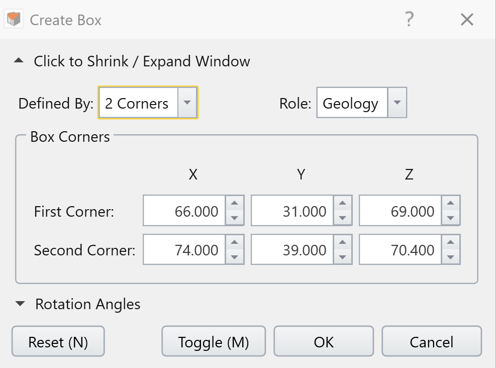 Create Box dialog box 