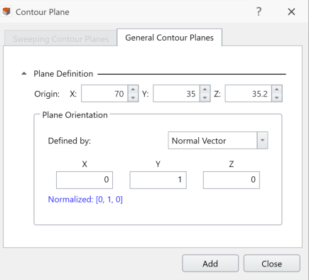 Create Plane dialog box 
