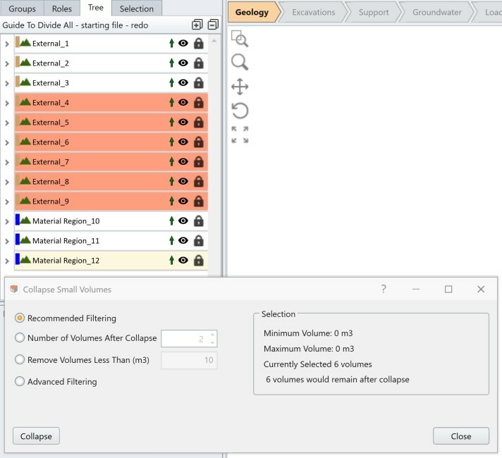 Divide Materials Regions Tree Dialog