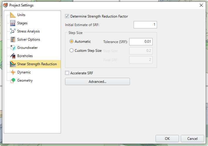 Project Settings dialog box 