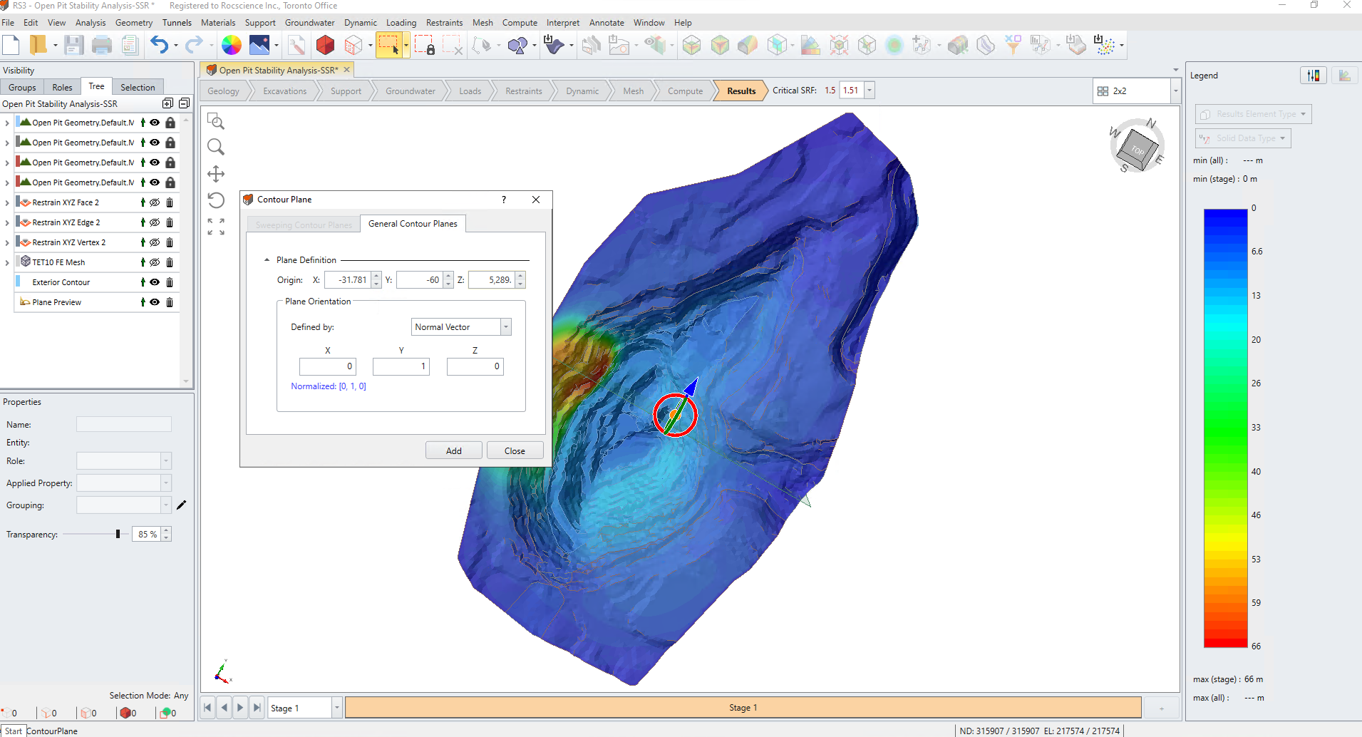 XZ Contour Plane dialog