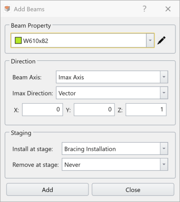 Add Beams Dialog